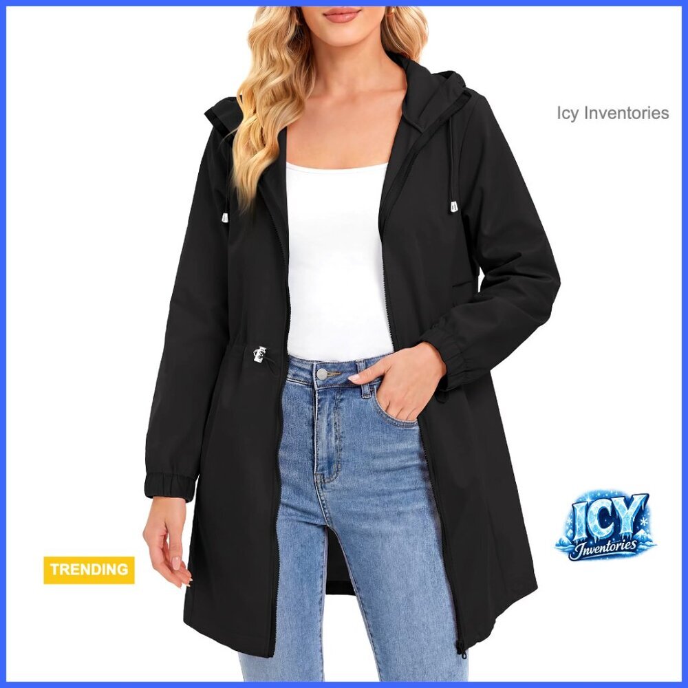 Packable Waterproof Rain Jacket with Hood Lightweight Windbreaker